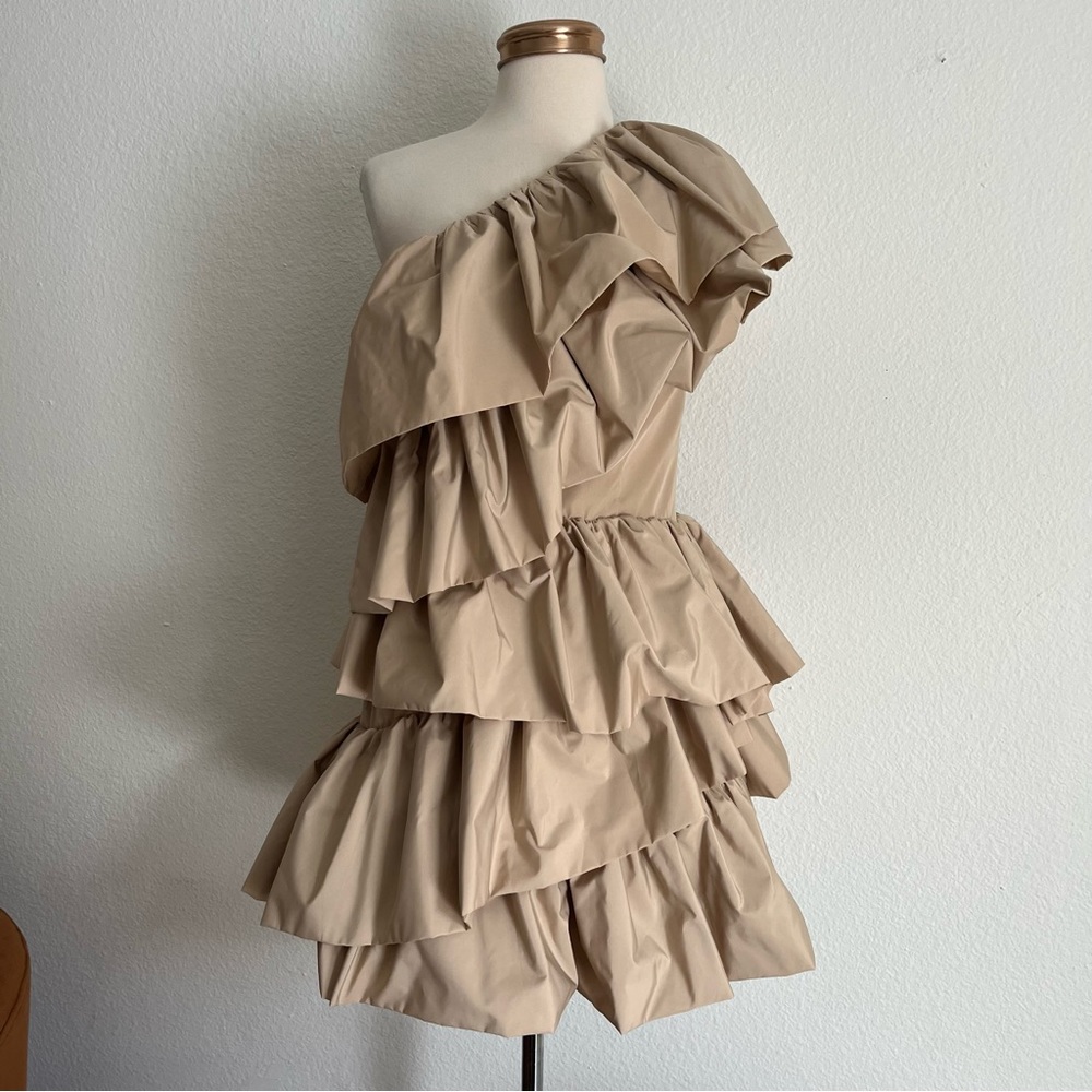 H&M Conscious Exclusive Ruffled One Shoulder Cocktail Mini Dress Holiday - Picture 13 of 14